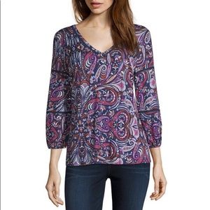 Liz Claiborne Purple Paisley Floral Blouse